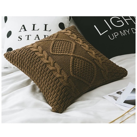 Sunflower Yellow Braided Cozy Knit Farmhouse Boho Pillow Cover for Dorm/Bed/Sofa - Picture 5 of 8